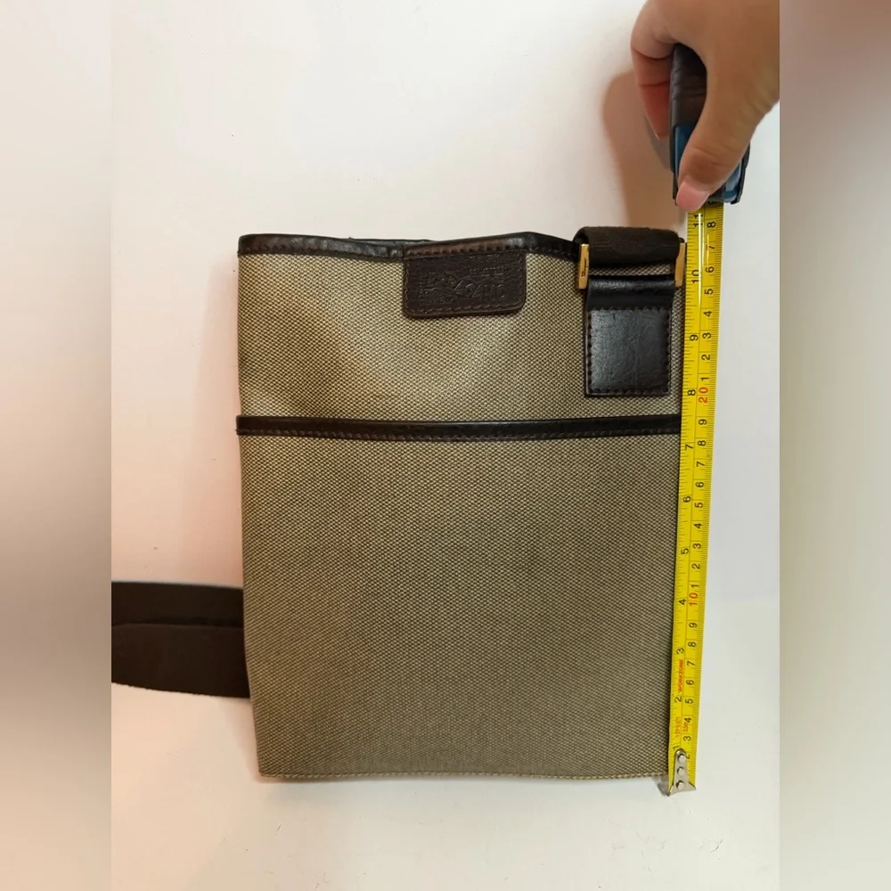 Salvatore Ferragamo Beige/Brown Canvas Crossbody Bag with Leather Trim